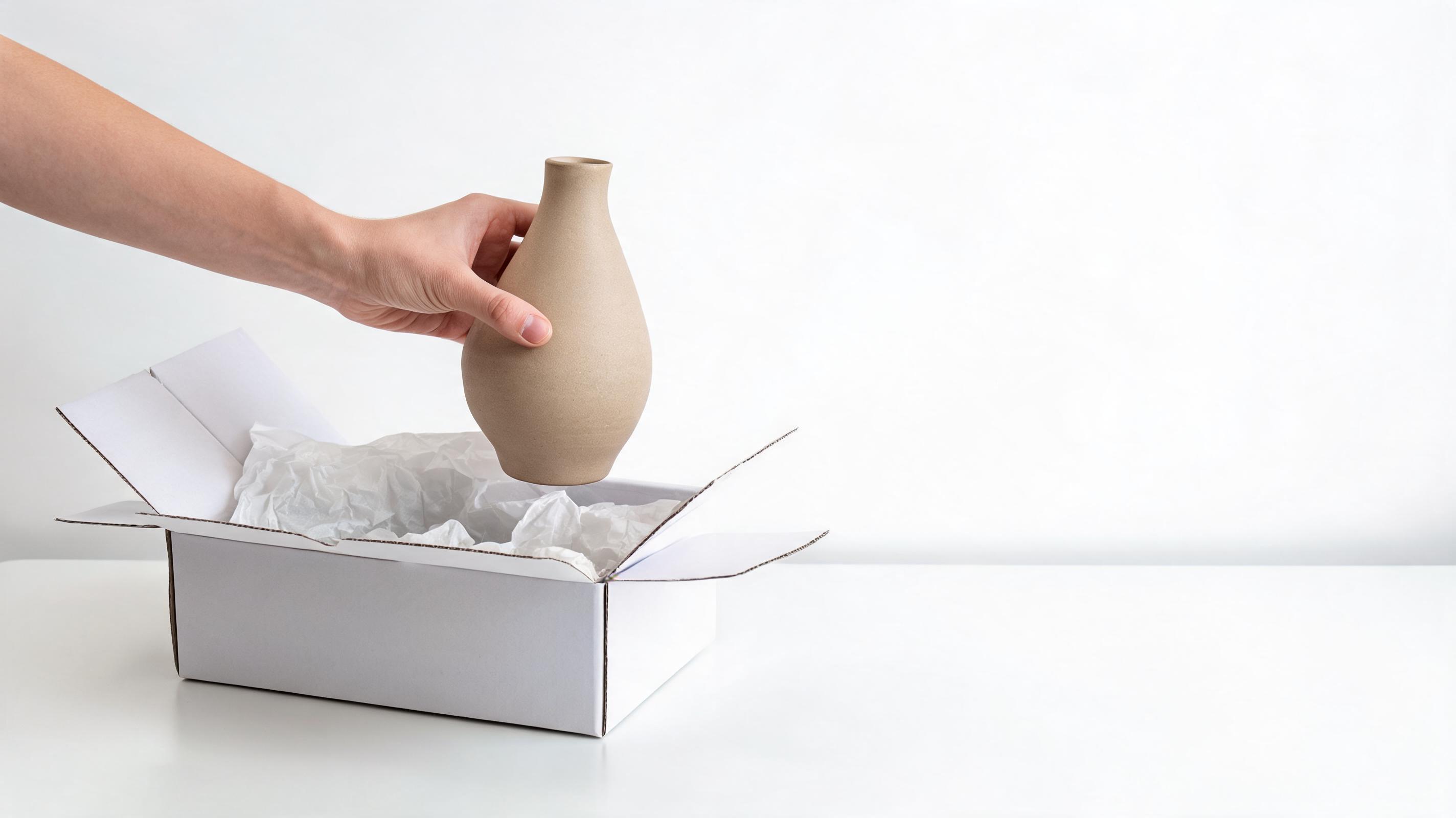 Déballage de vase en céramique fait main